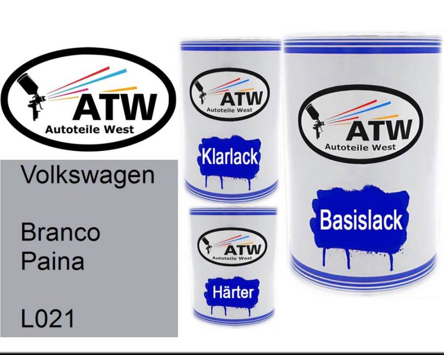 Volkswagen, Branco Paina, L021: 500ml Lackdose + 500ml Klarlack + 250ml Härter - Set, von ATW Autoteile West.